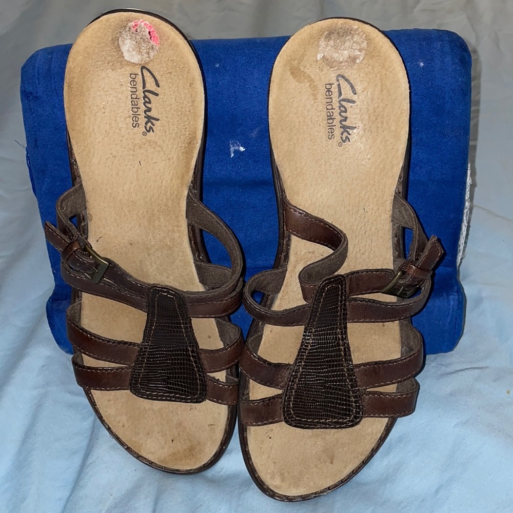 Brown slip on sandals
